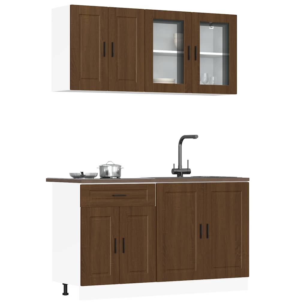 vidaXL 4 Piece Kitchen Cabinet Set Kalmar Brown Oak Engineered Wood