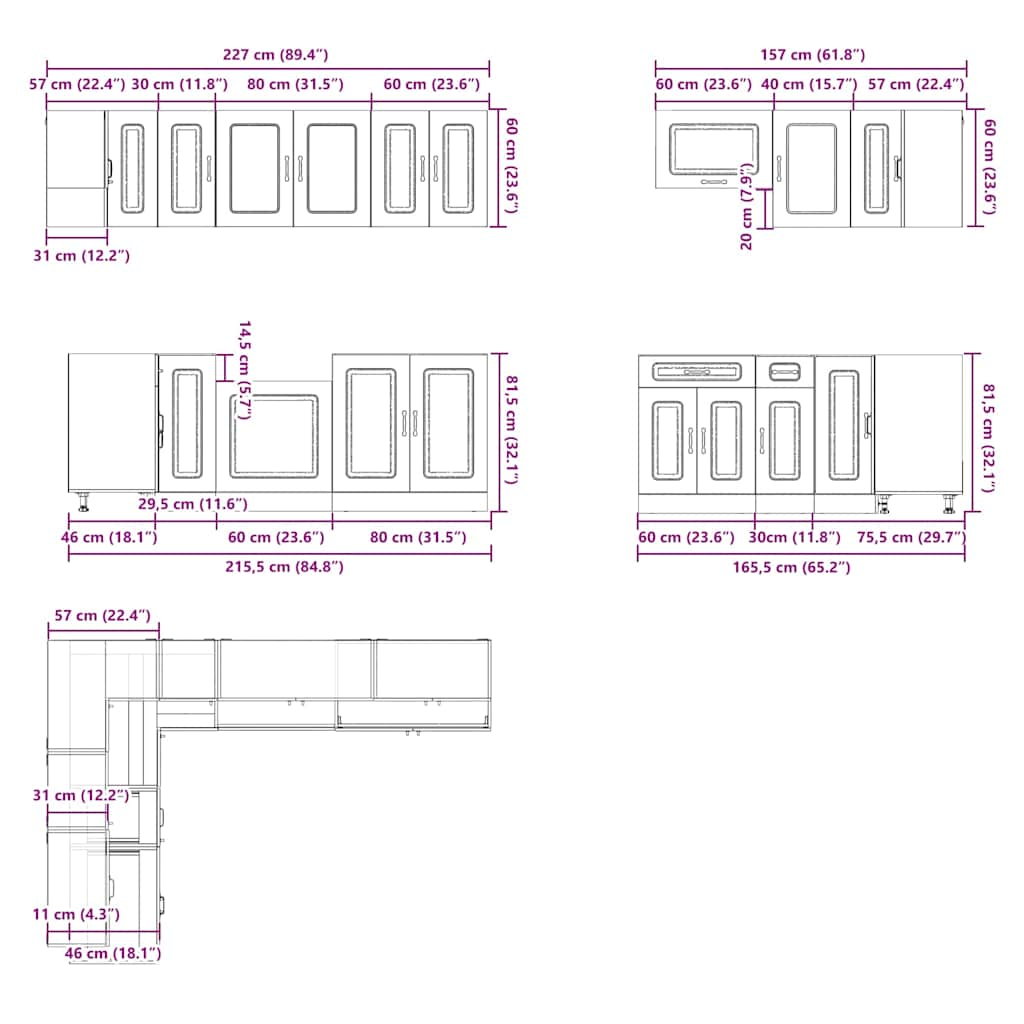 vidaXL 11 Piece Kitchen Cabinet Set Kalmar White Engineered Wood