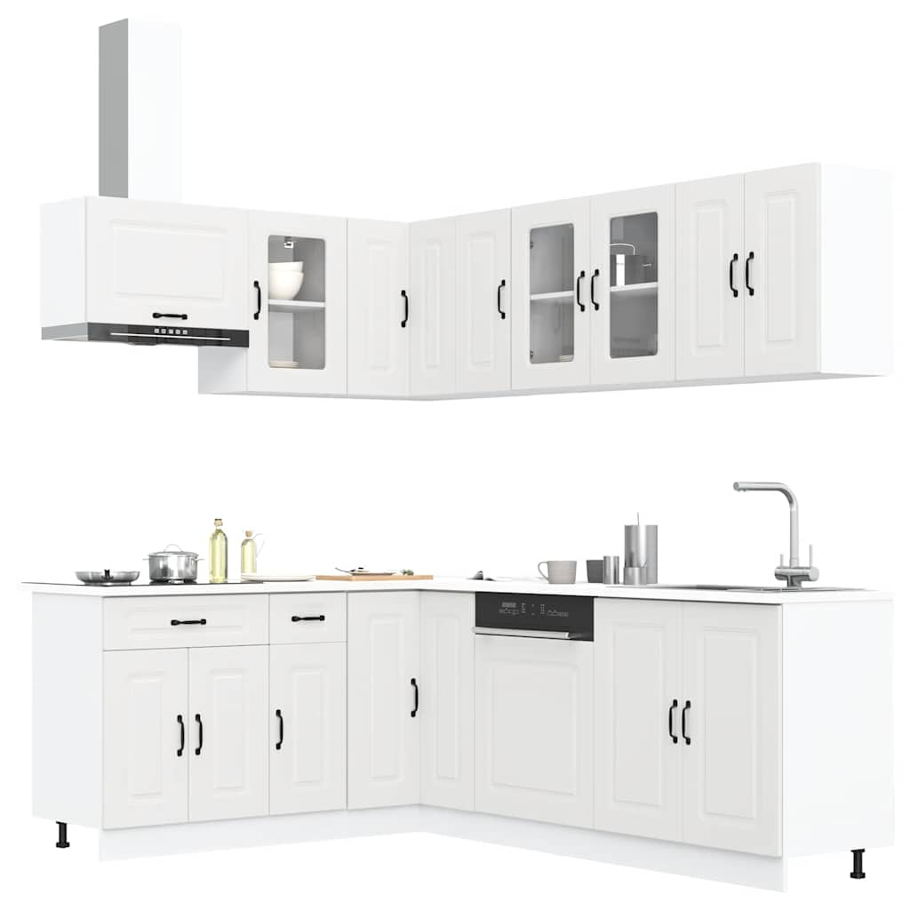 vidaXL 11 Piece Kitchen Cabinet Set Kalmar White Engineered Wood