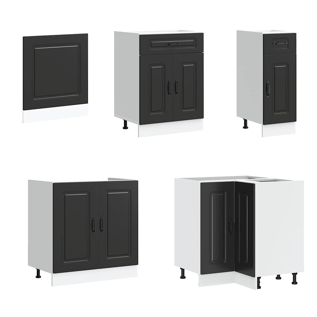 vidaXL 11 Piece Kitchen Cabinet Set Kalmar Black Engineered Wood