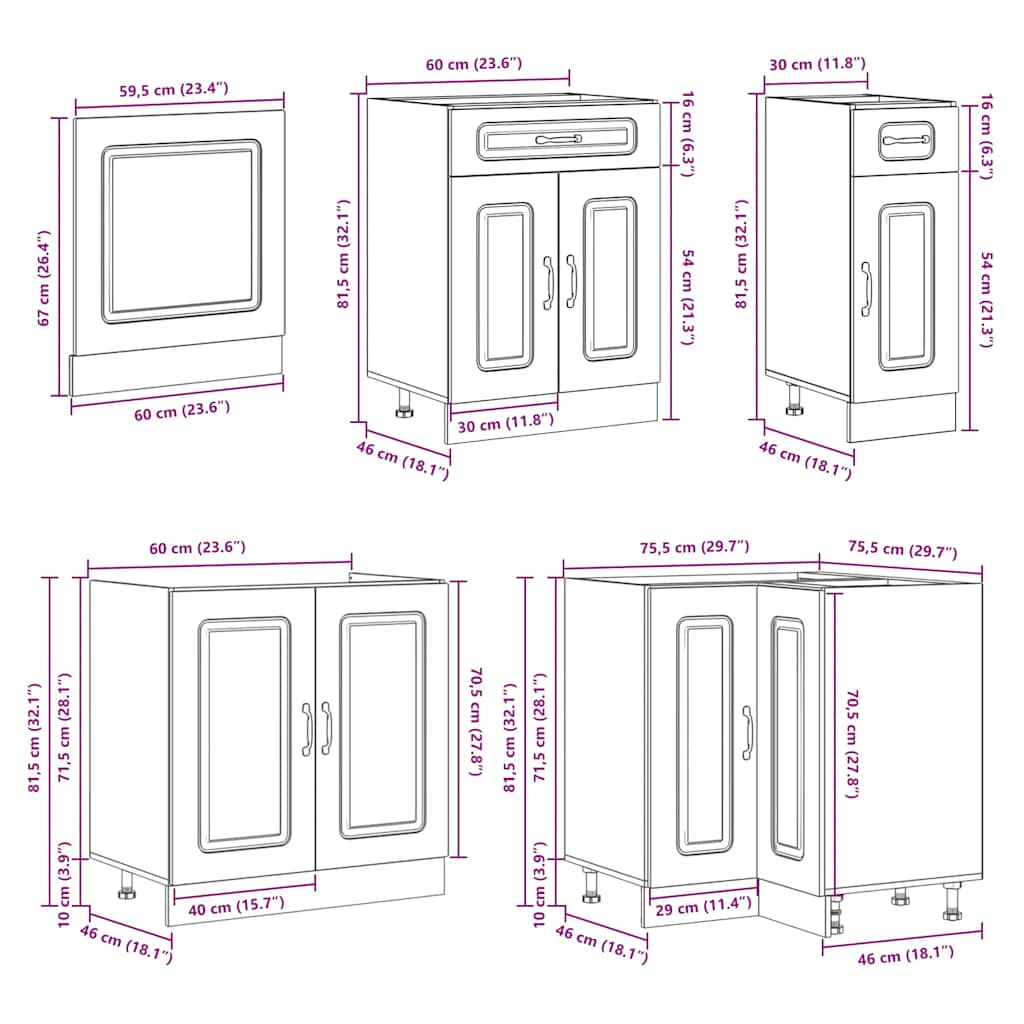 vidaXL 11 Piece Kitchen Cabinet Set Kalmar Gloss White Engineered Wood