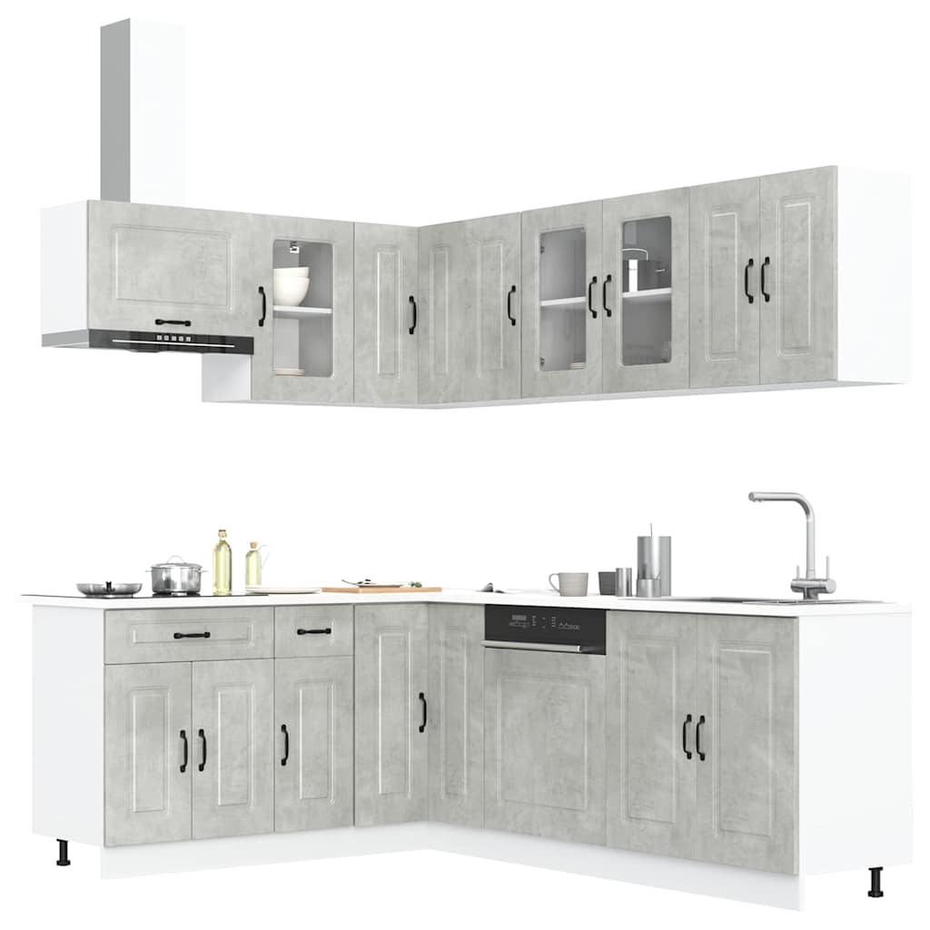 vidaXL 11 Piece Kitchen Cabinet Set Kalmar Concrete Grey Engineered Wood