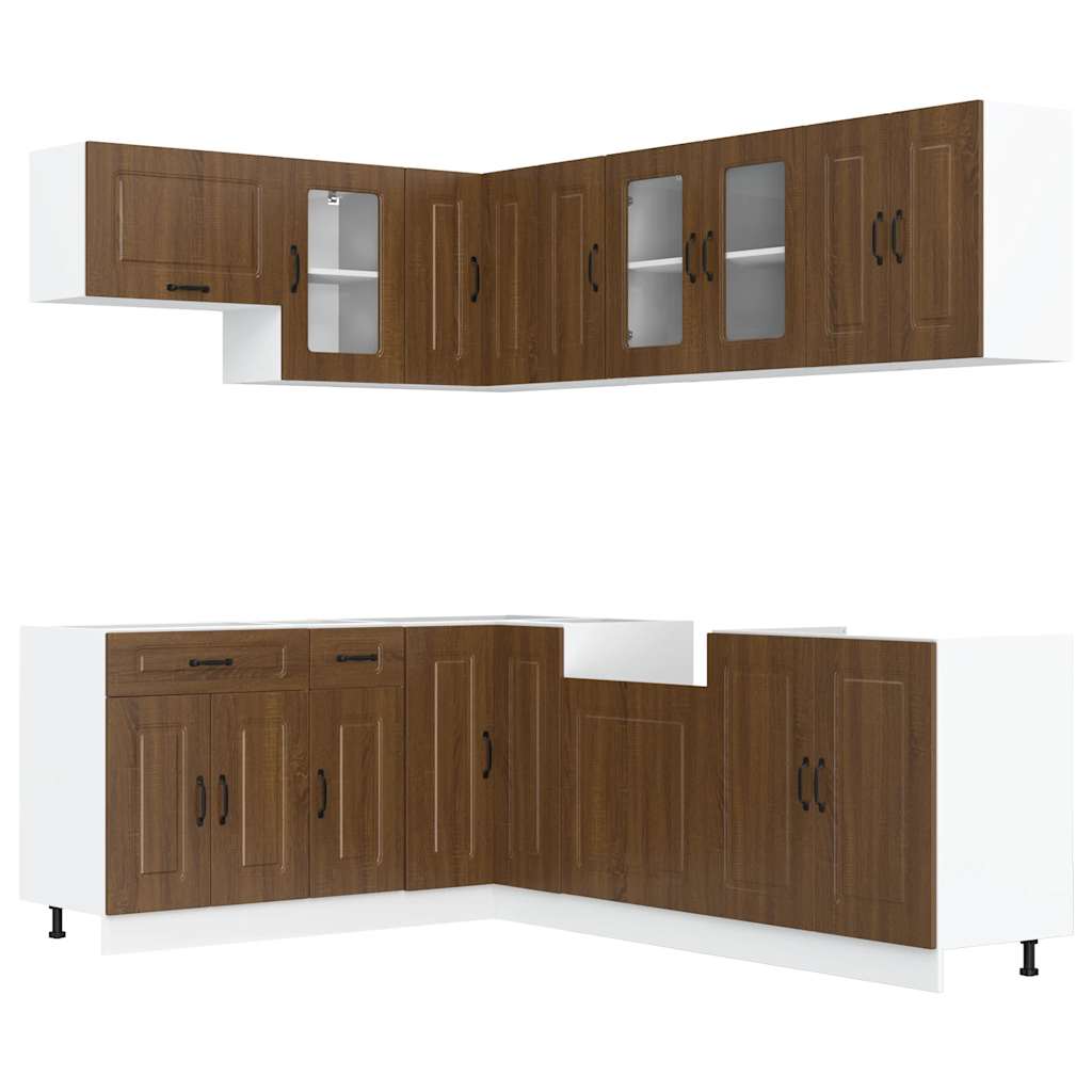 vidaXL 11 Piece Kitchen Cabinet Set Kalmar Brown Oak Engineered Wood