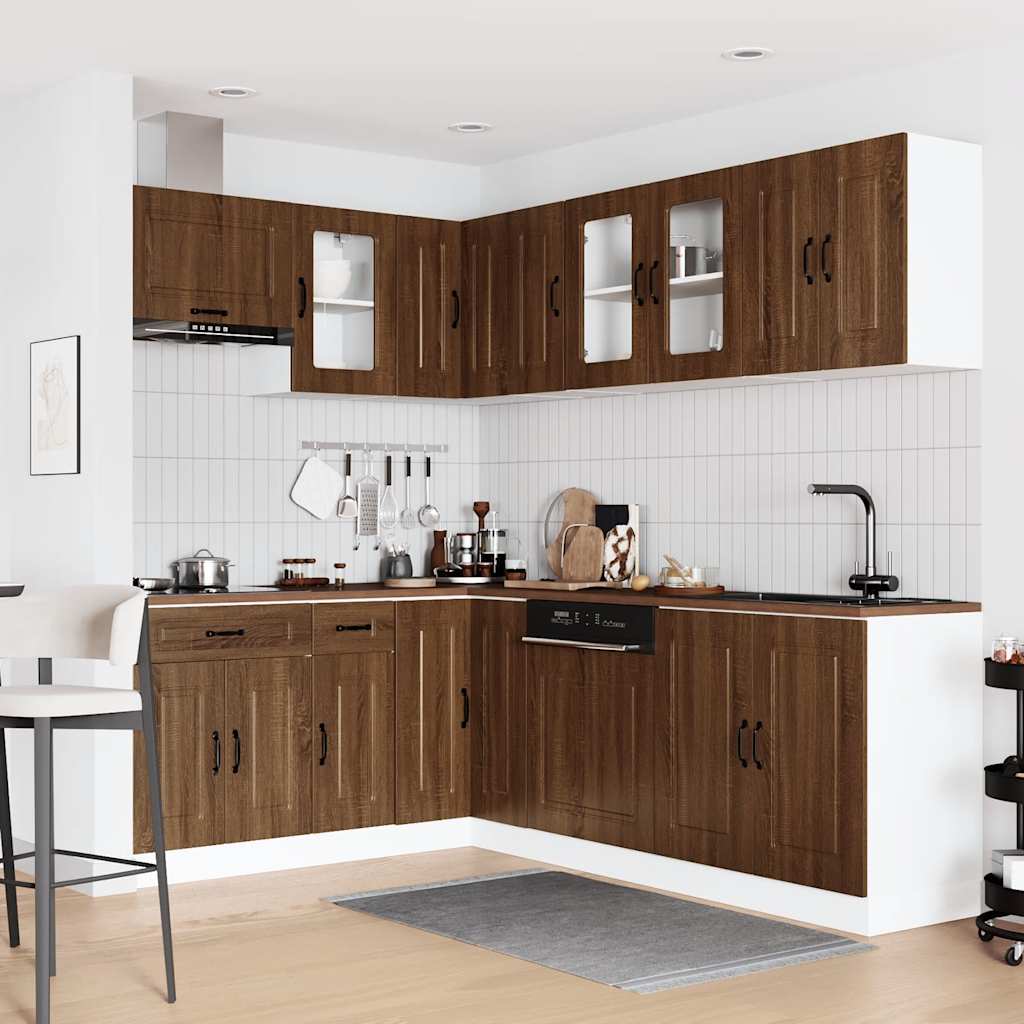 vidaXL 11 Piece Kitchen Cabinet Set Kalmar Brown Oak Engineered Wood