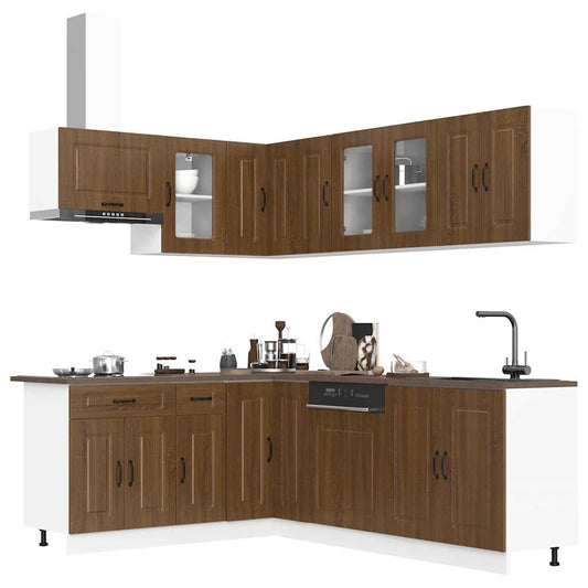 vidaXL 11 Piece Kitchen Cabinet Set Kalmar Brown Oak Engineered Wood