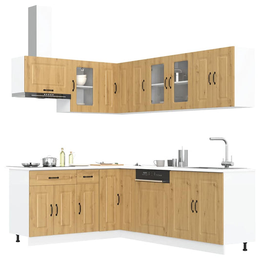 vidaXL 11 Piece Kitchen Cabinet Set Kalmar Artisan Oak Engineered Wood