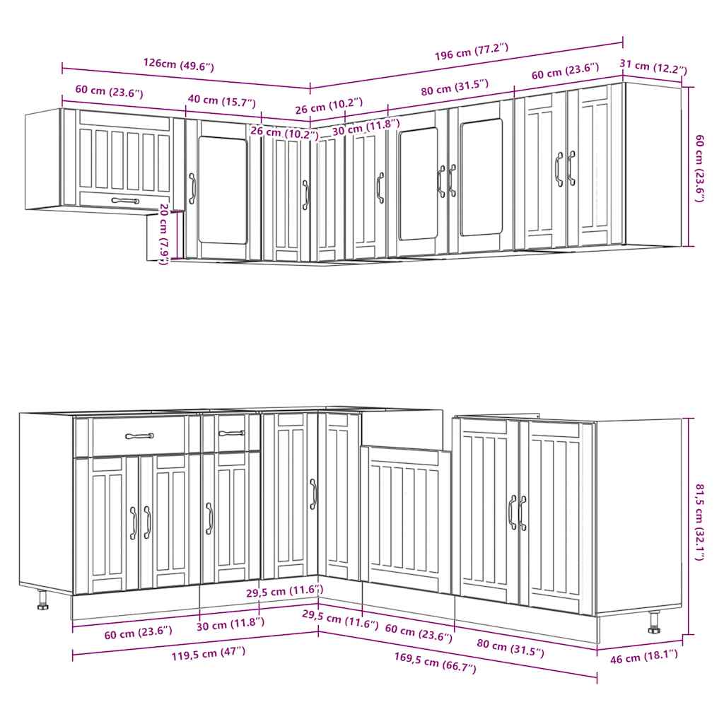 vidaXL 11 Piece Kitchen Cabinet Set Lucca White Engineered Wood