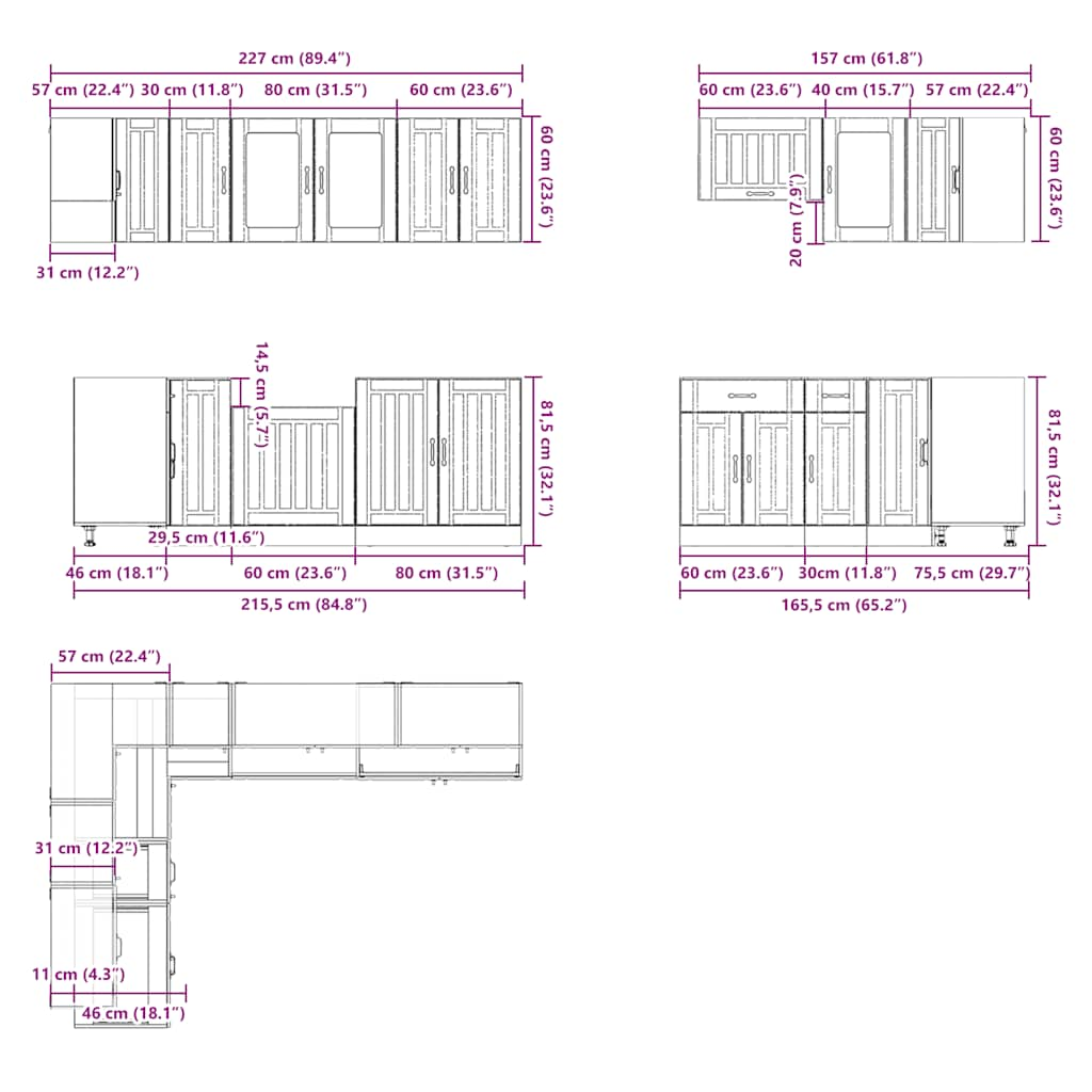 vidaXL 11 Piece Kitchen Cabinet Set Lucca White Engineered Wood