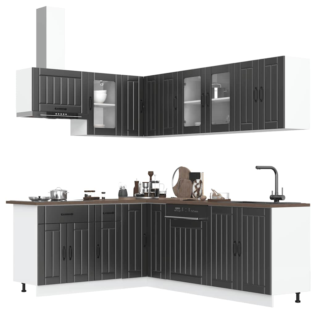 vidaXL 11 Piece Kitchen Cabinet Set Lucca Black Engineered Wood