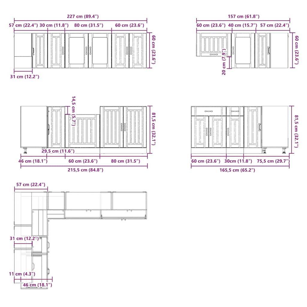 vidaXL 11 Piece Kitchen Cabinet Set Lucca Concrete Grey Engineered Wood