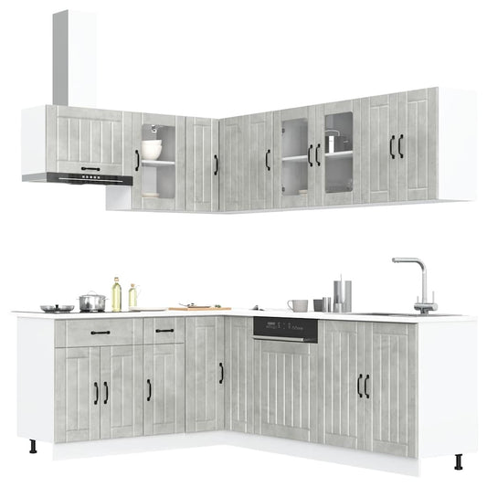 vidaXL 11 Piece Kitchen Cabinet Set Lucca Concrete Grey Engineered Wood