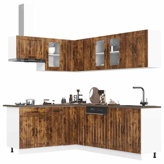 vidaXL 11 Piece Kitchen Cabinet Set Lucca Smoked Oak Engineered Wood