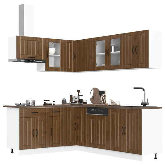 vidaXL 11 Piece Kitchen Cabinet Set Lucca Brown Oak Engineered Wood