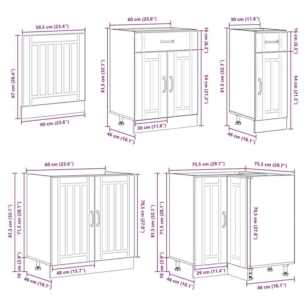 vidaXL 11 Piece Kitchen Cabinet Set Lucca Old Wood Engineered Wood