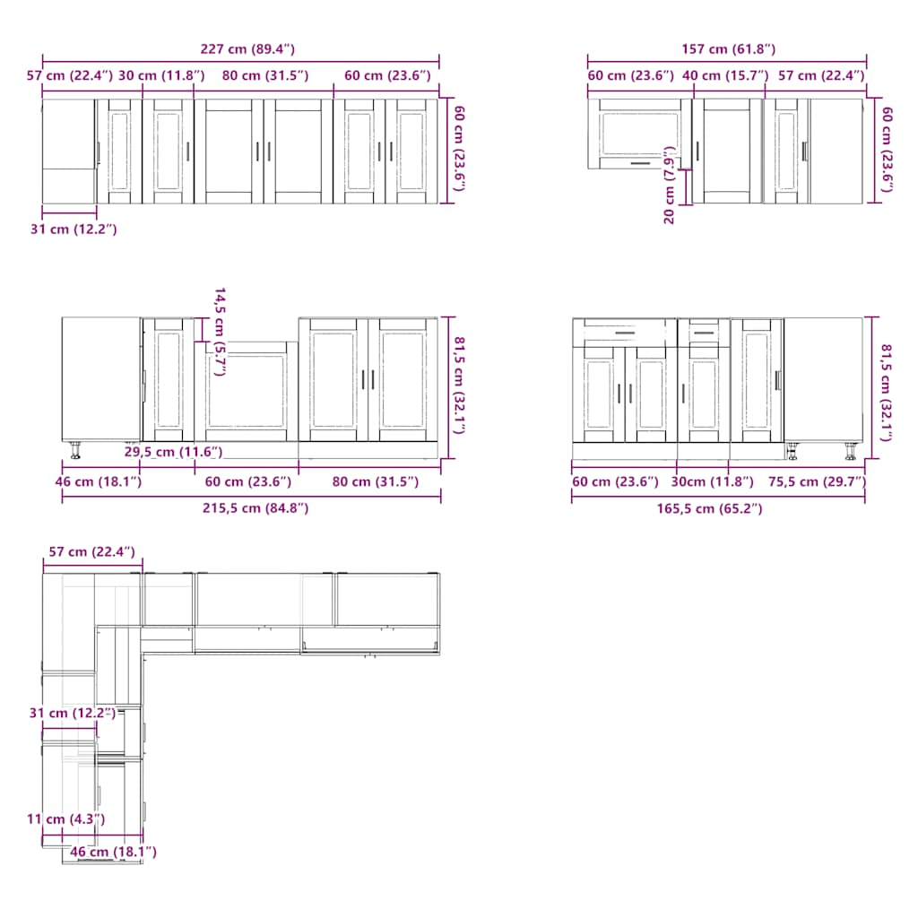 vidaXL 11 Piece Kitchen Cabinet Set Porto White Engineered Wood