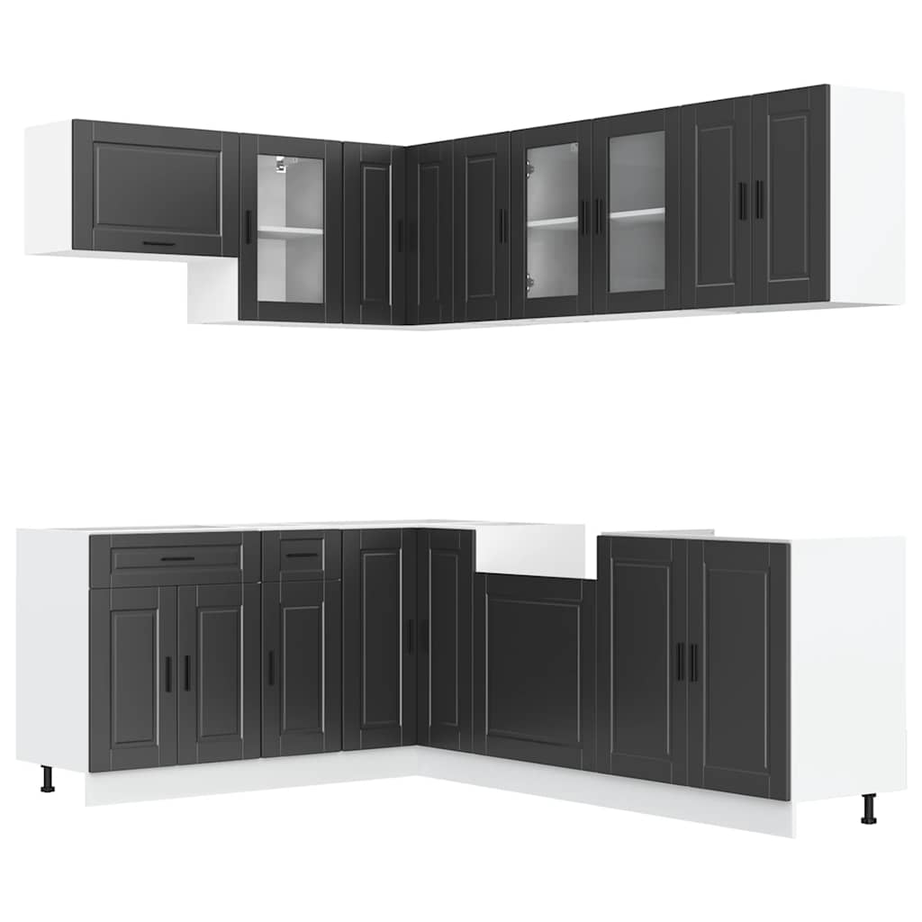 vidaXL 11 Piece Kitchen Cabinet Set Porto Black Engineered Wood