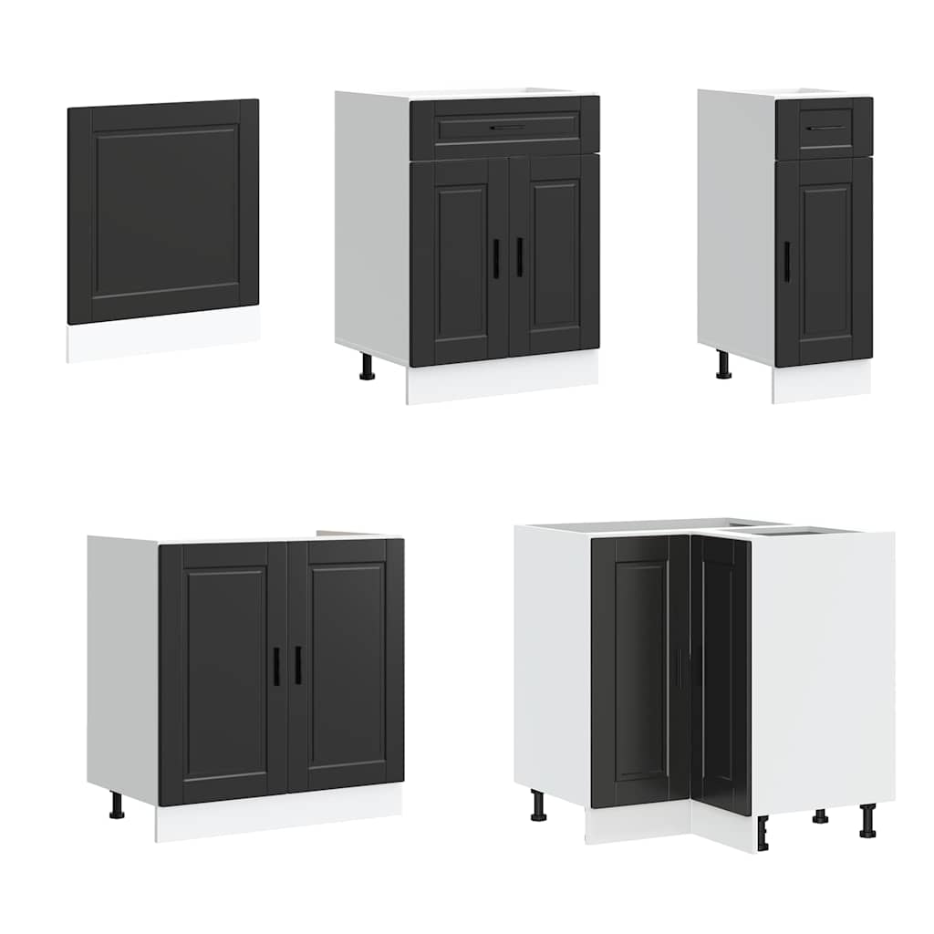 vidaXL 11 Piece Kitchen Cabinet Set Porto Black Engineered Wood