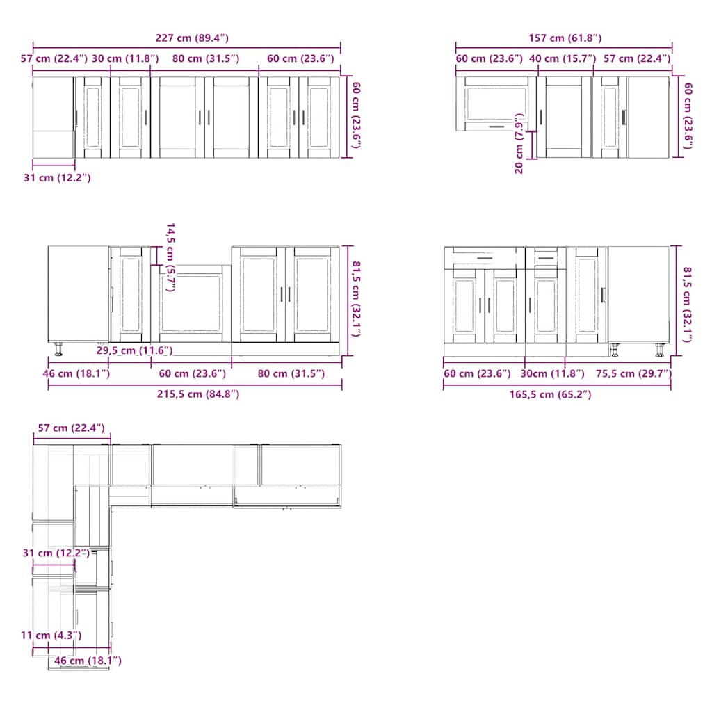 vidaXL 11 Piece Kitchen Cabinet Set Porto Sonoma Oak Engineered Wood