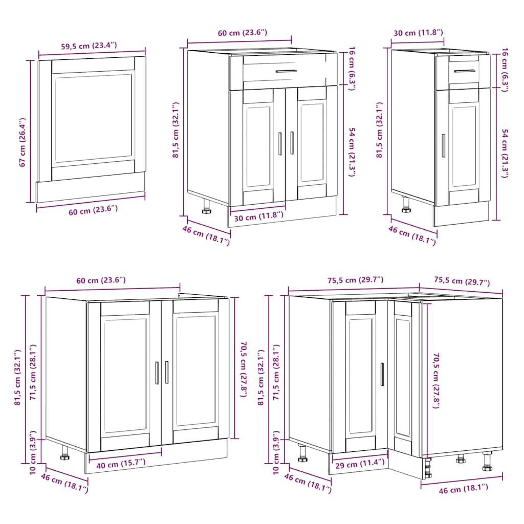 vidaXL 11 Piece Kitchen Cabinet Set Porto Sonoma Oak Engineered Wood