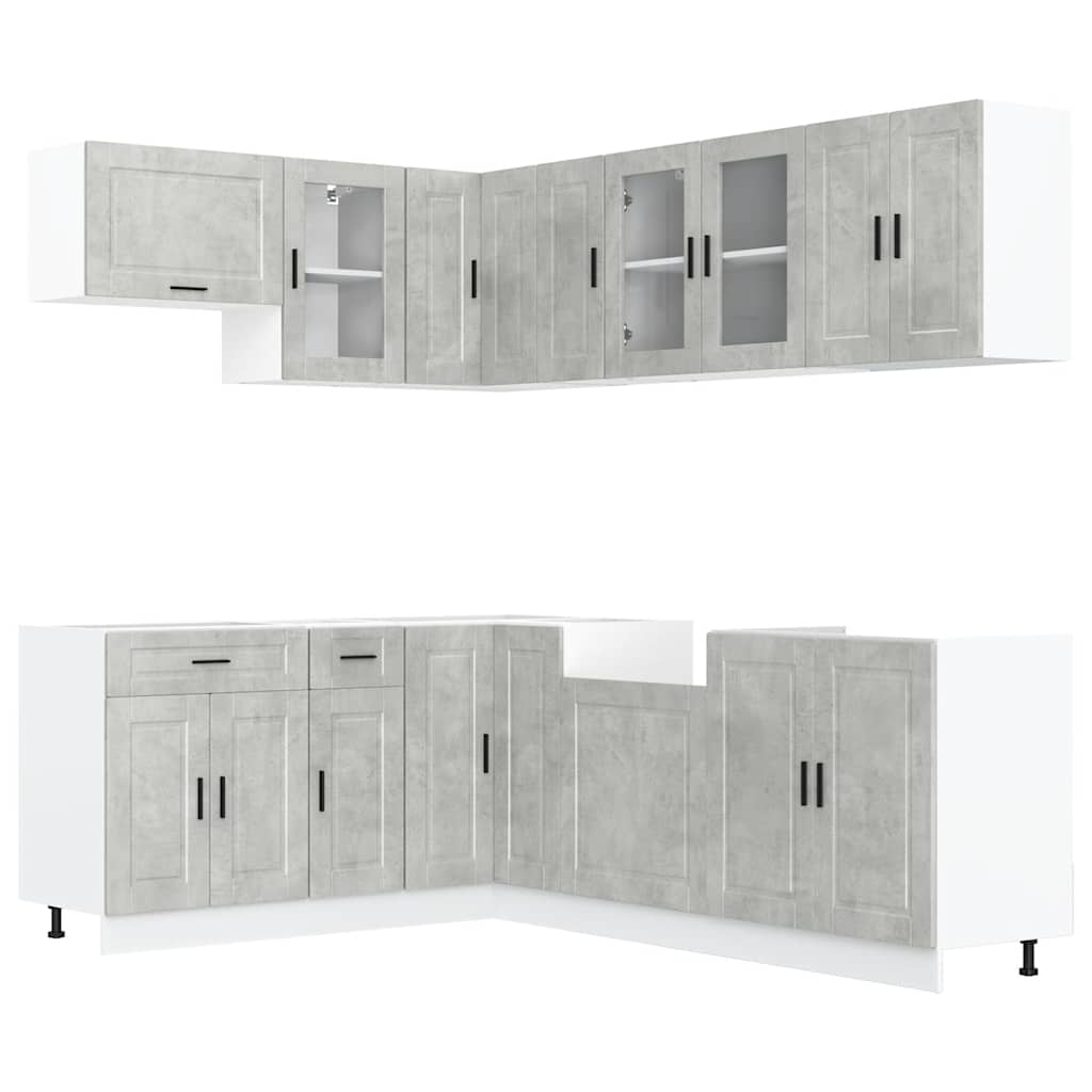 vidaXL 11 Piece Kitchen Cabinet Set Porto Concrete Grey Engineered Wood