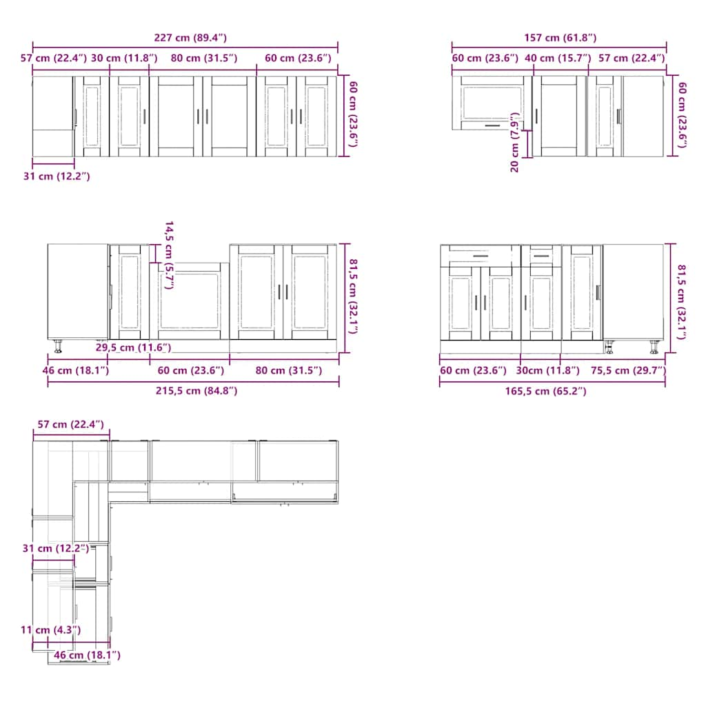 vidaXL 11 Piece Kitchen Cabinet Set Porto Concrete Grey Engineered Wood