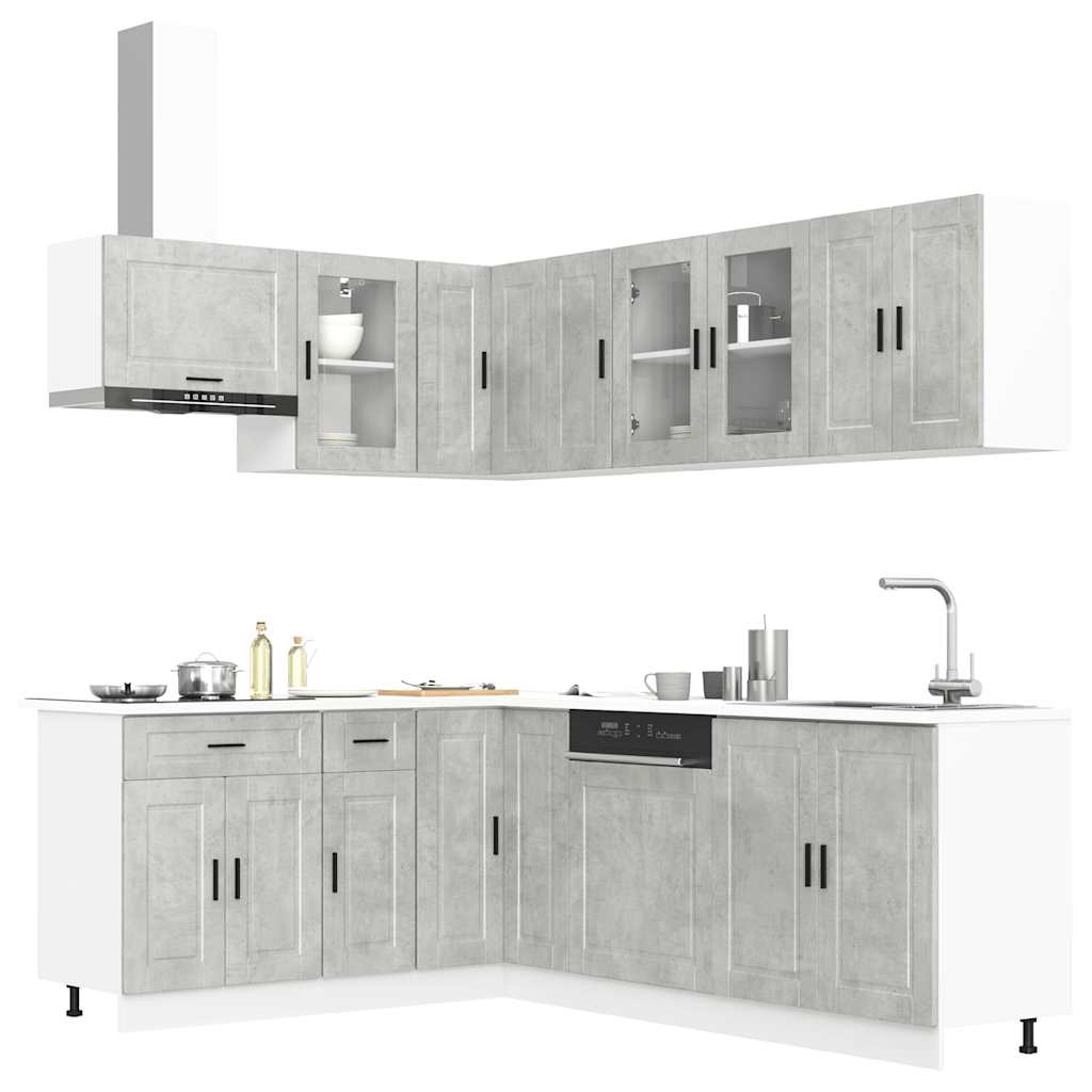 vidaXL 11 Piece Kitchen Cabinet Set Porto Concrete Grey Engineered Wood