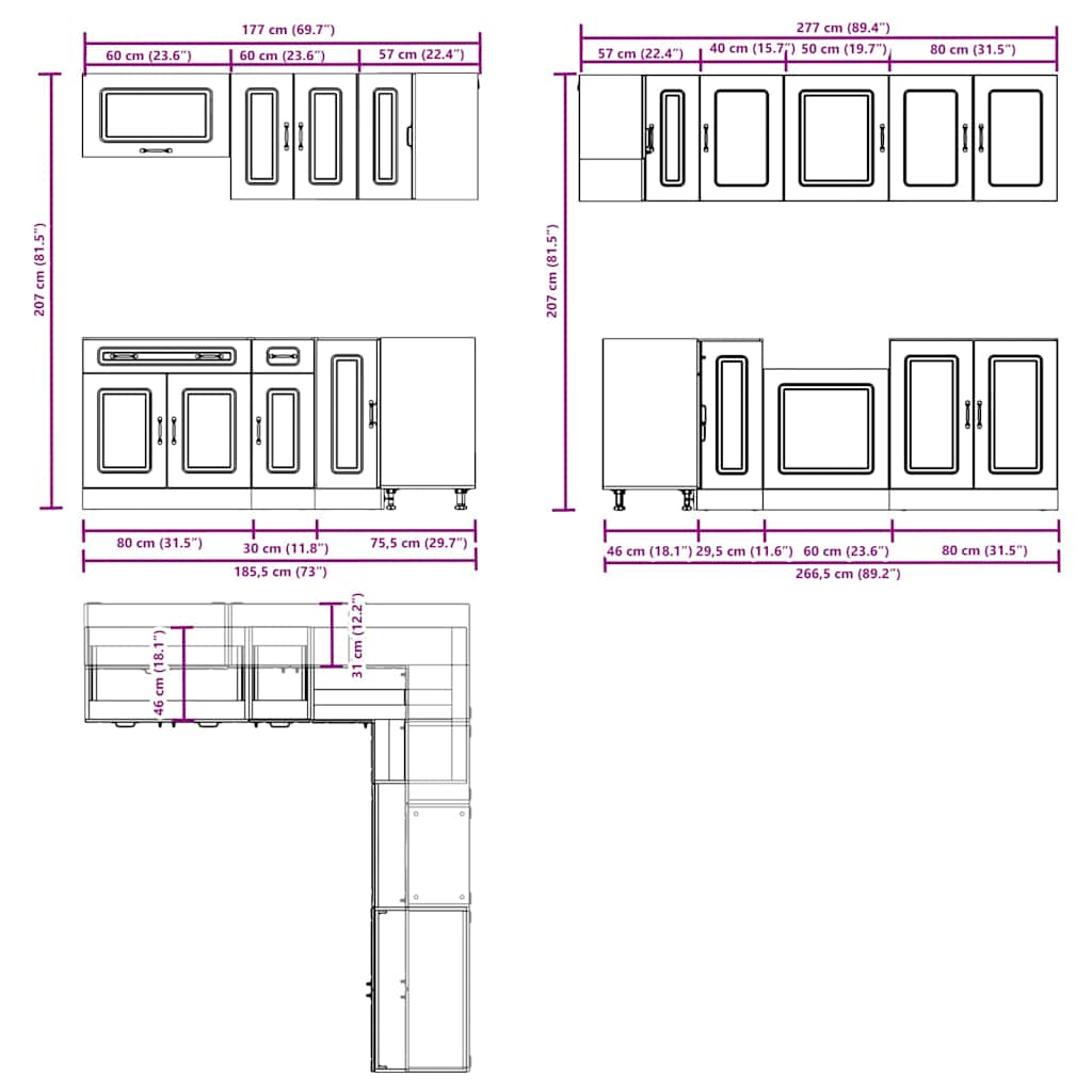 vidaXL 11 Piece Kitchen Cabinet Set Kalmar White Engineered Wood