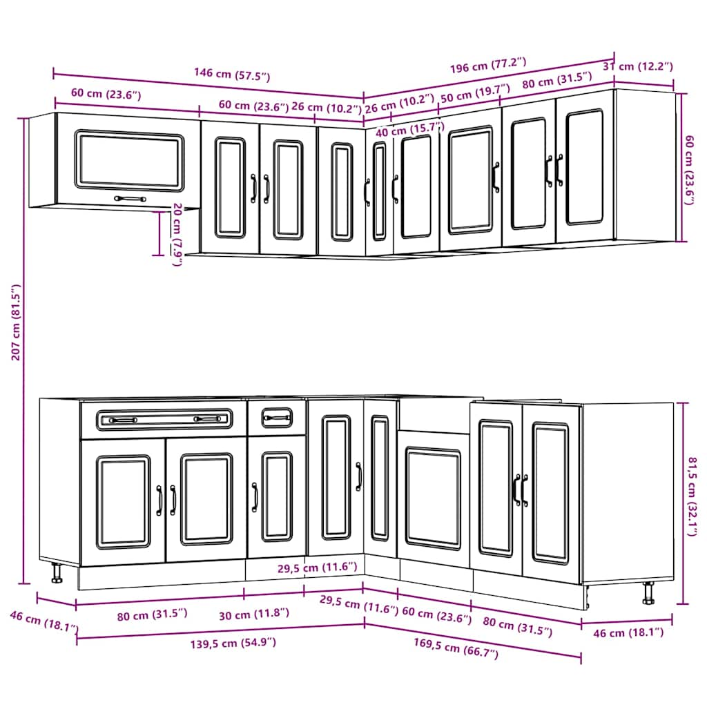 vidaXL 11 Piece Kitchen Cabinet Set Kalmar White Engineered Wood