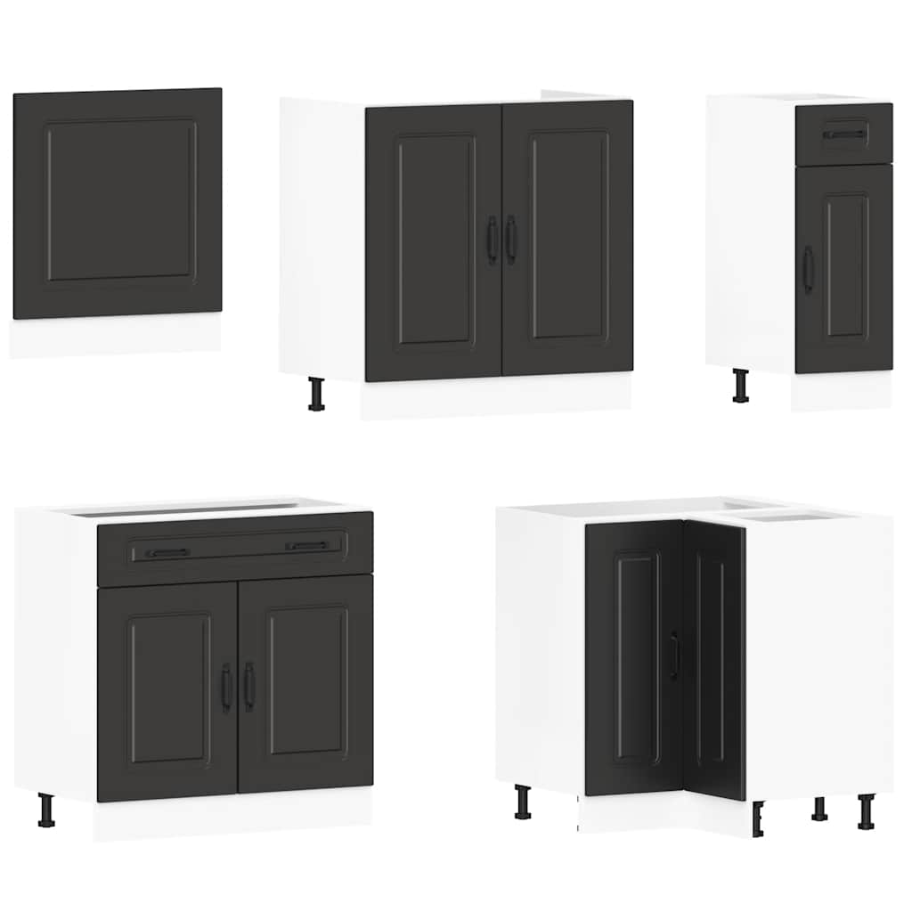 vidaXL 11 Piece Kitchen Cabinet Set Kalmar Black Engineered Wood