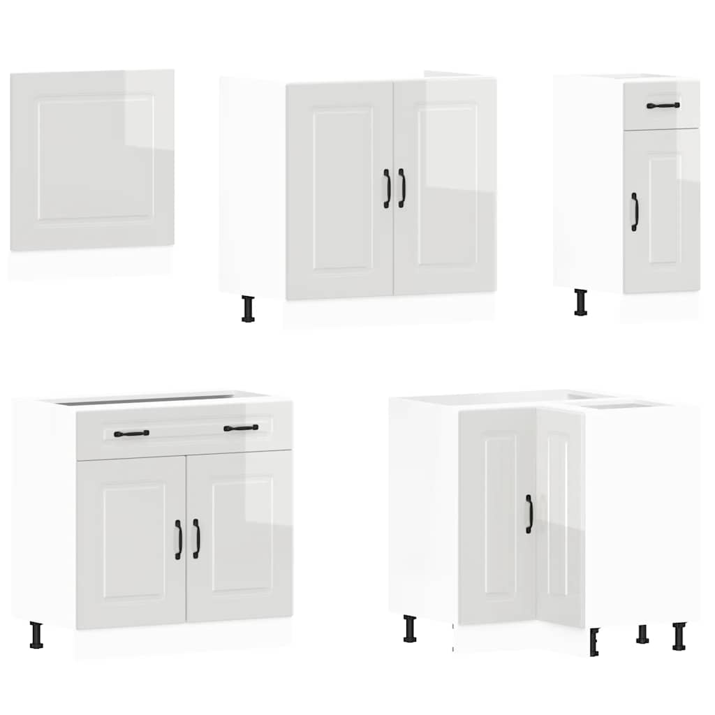 vidaXL 11 Piece Kitchen Cabinet Set Kalmar Gloss White Engineered Wood