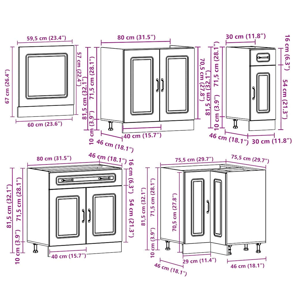 vidaXL 11 Piece Kitchen Cabinet Set Kalmar Sonoma Oak Engineered Wood