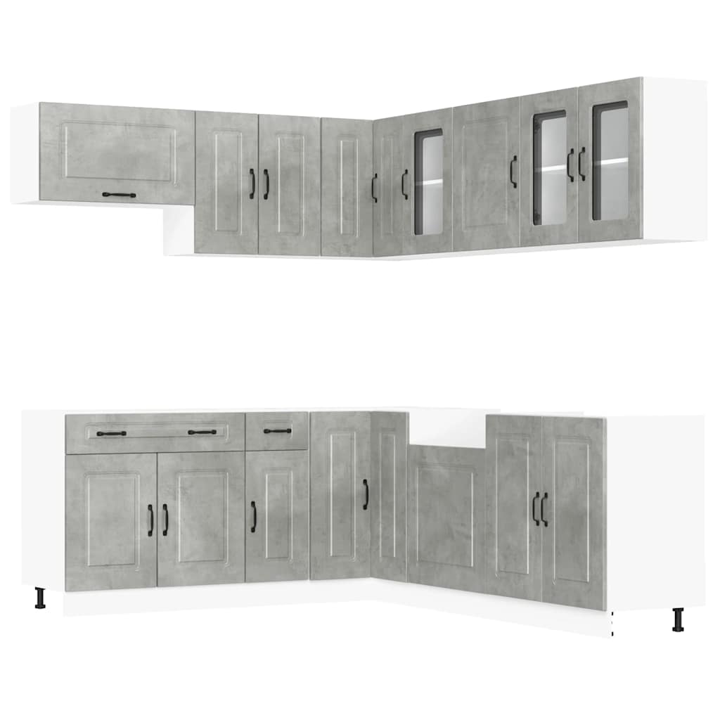 vidaXL 11 Piece Kitchen Cabinet Set Kalmar Concrete Grey Engineered Wood