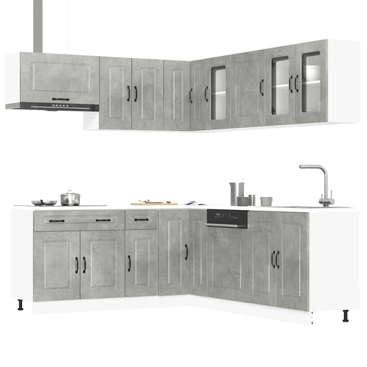 vidaXL 11 Piece Kitchen Cabinet Set Kalmar Concrete Grey Engineered Wood