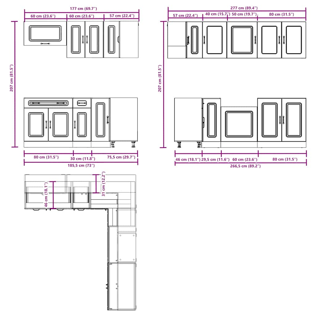 vidaXL 11 Piece Kitchen Cabinet Set Kalmar Grey Sonoma Engineered Wood