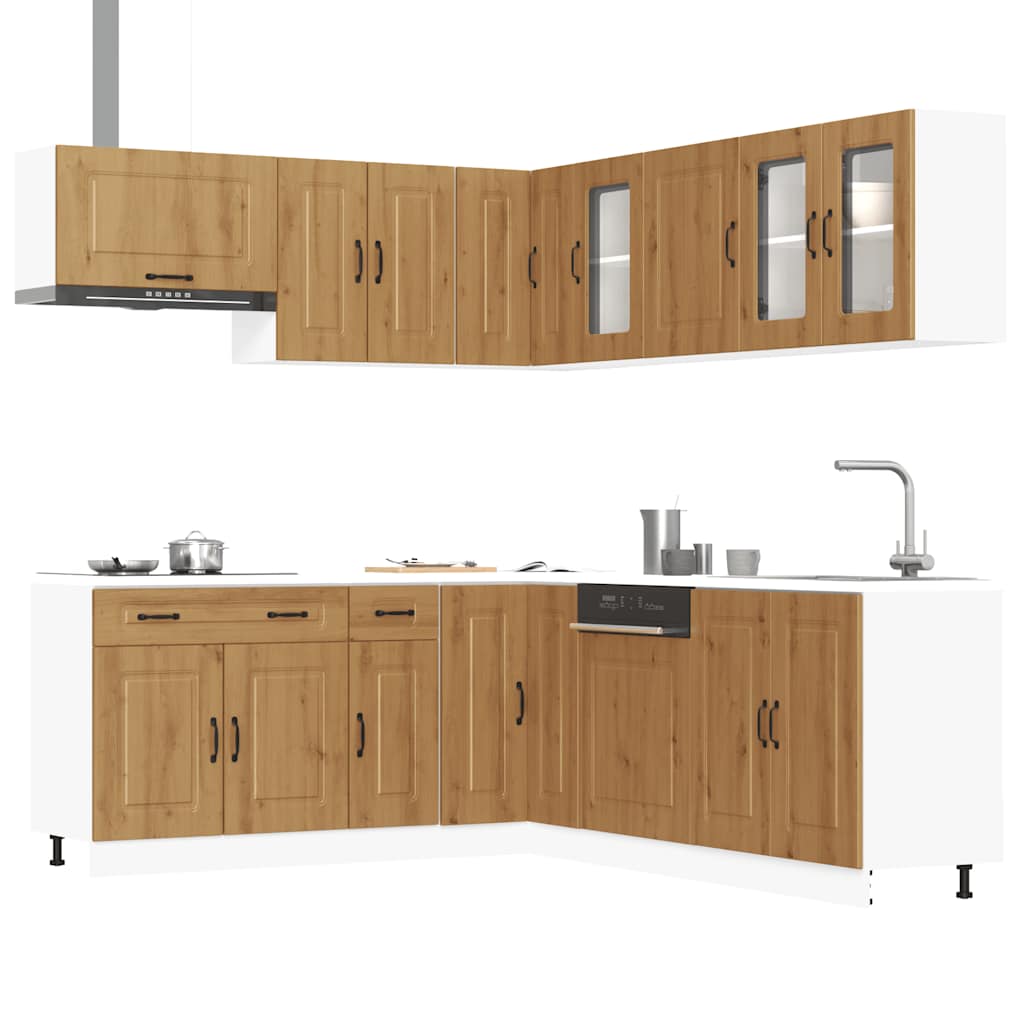 vidaXL 11 Piece Kitchen Cabinet Set Kalmar Artisan Oak Engineered Wood