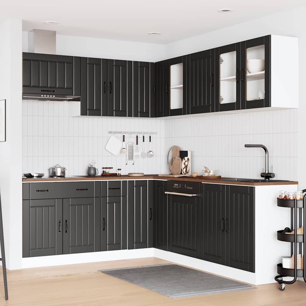 vidaXL 11 Piece Kitchen Cabinet Set Lucca Black Engineered Wood