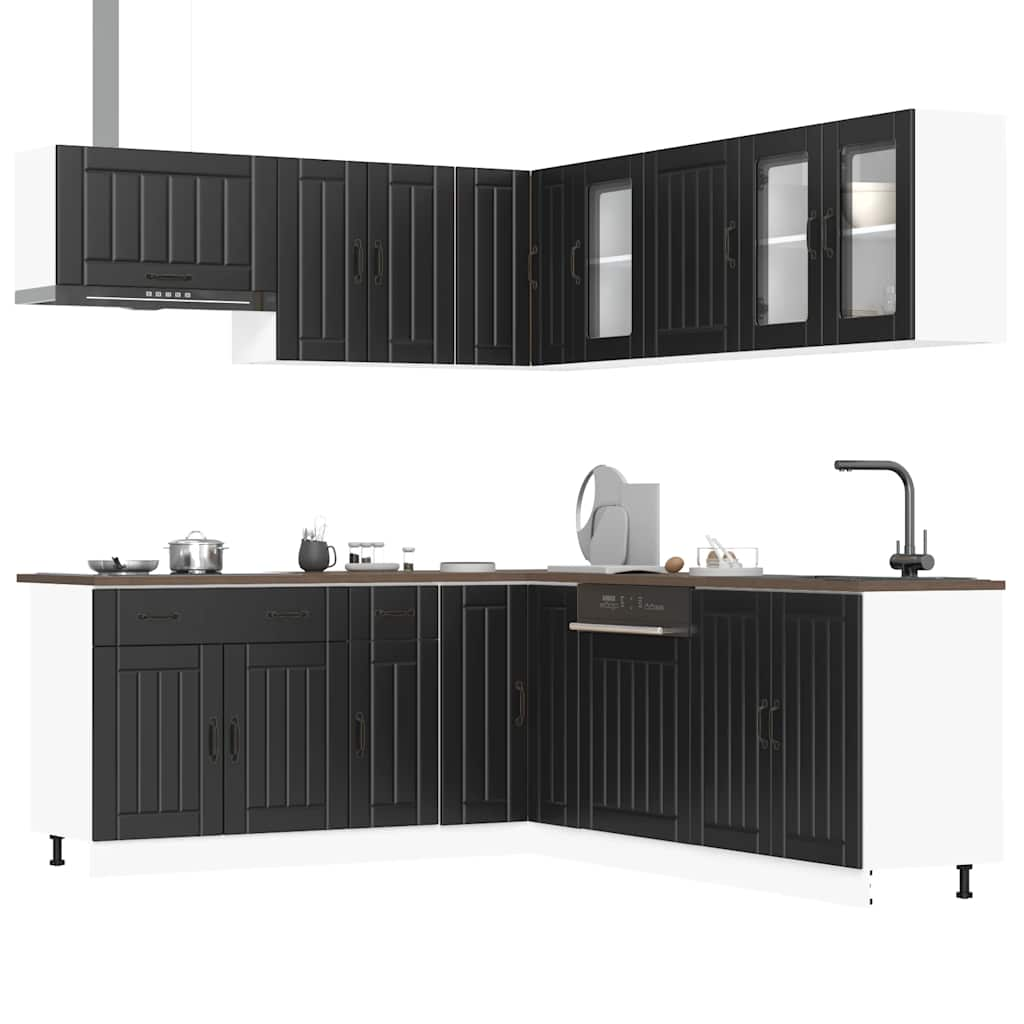 vidaXL 11 Piece Kitchen Cabinet Set Lucca Black Engineered Wood