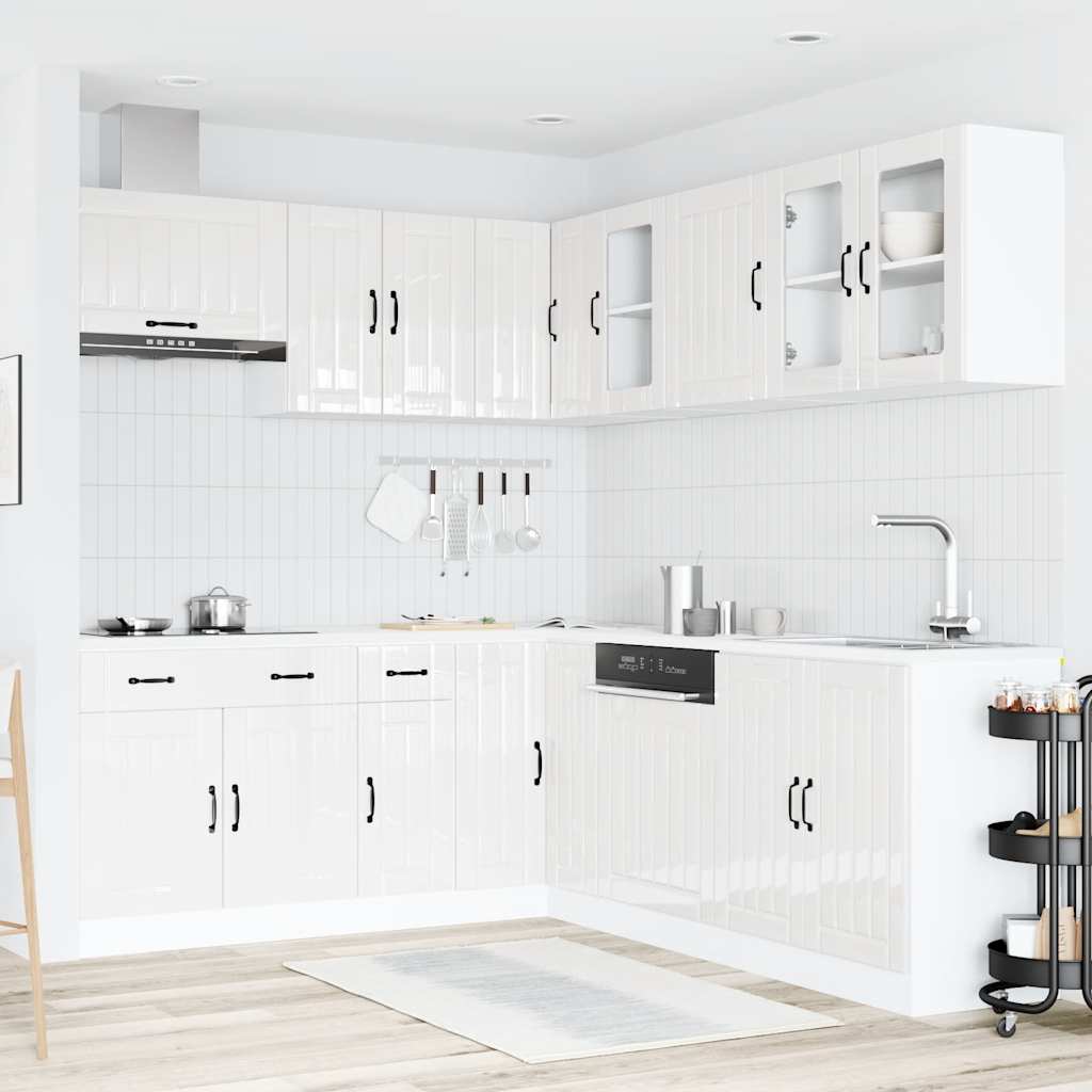 vidaXL 11 Piece Kitchen Cabinet Set Lucca Gloss White Engineered Wood