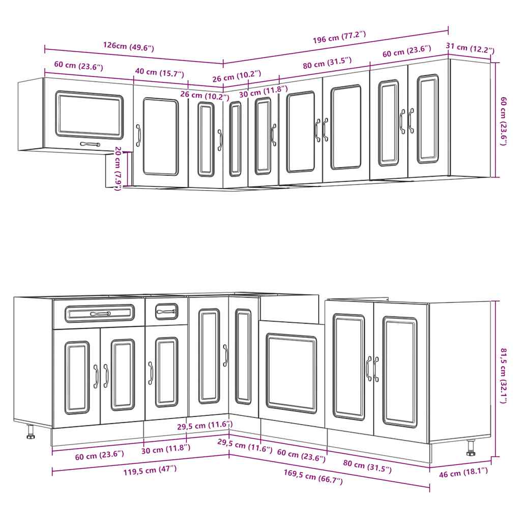 vidaXL 11 Piece Kitchen Cabinet Set Lucca Gloss White Engineered Wood