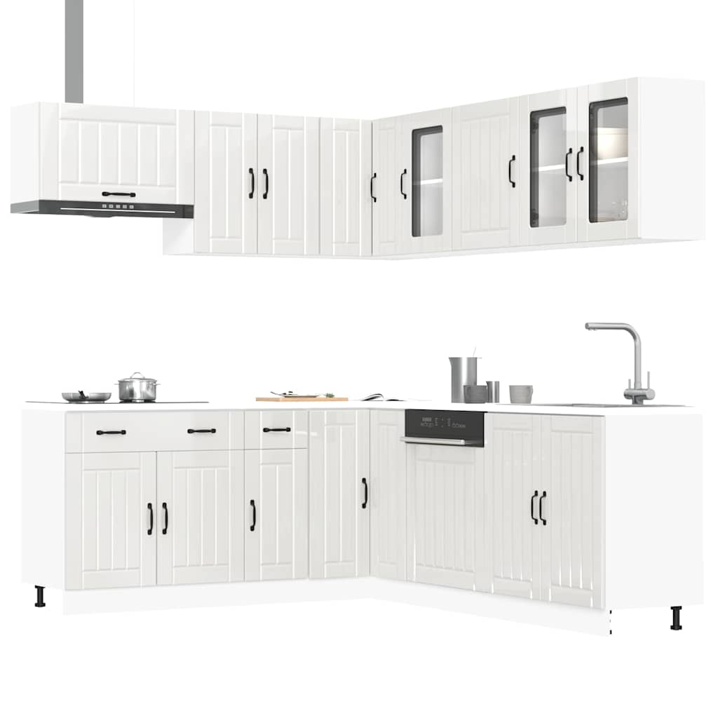 vidaXL 11 Piece Kitchen Cabinet Set Lucca Gloss White Engineered Wood