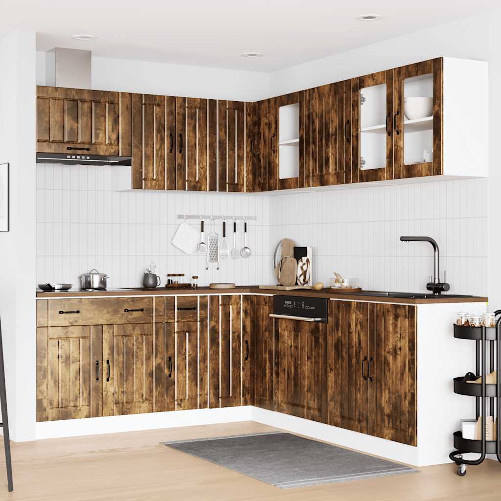 vidaXL 11 Piece Kitchen Cabinet Set Lucca Smoked Oak Engineered Wood