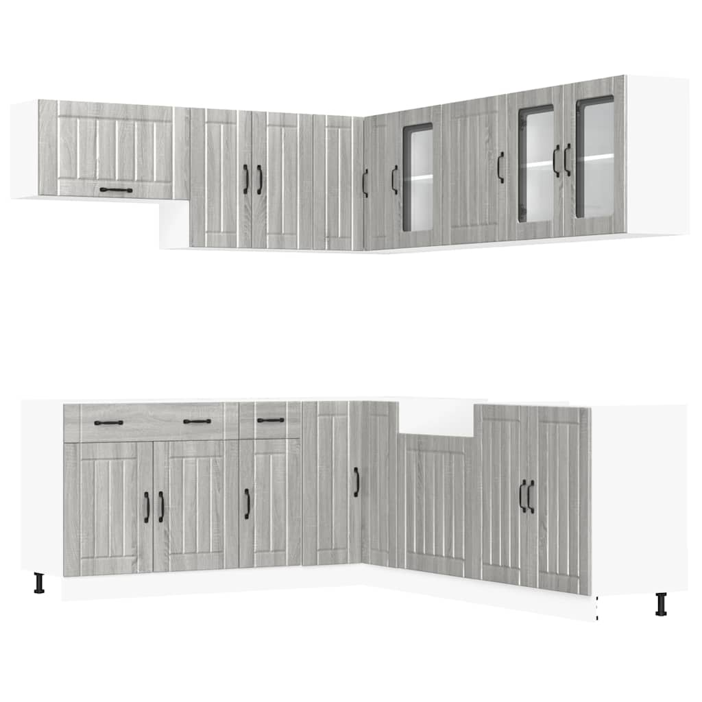 vidaXL 11 Piece Kitchen Cabinet Set Lucca Grey Sonoma Engineered Wood