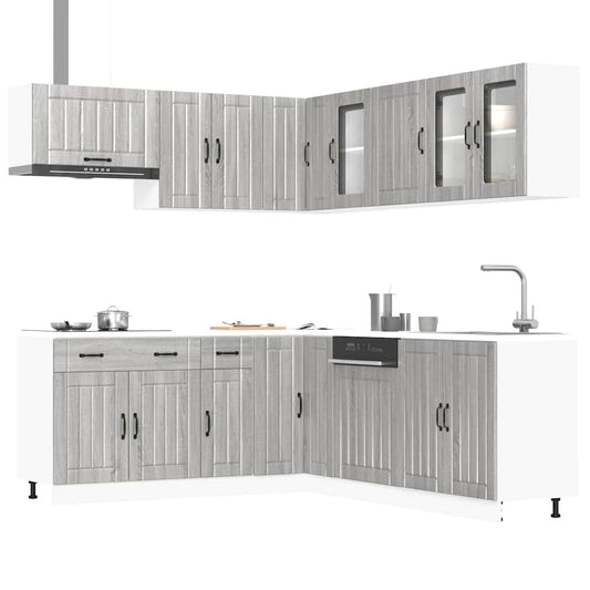 vidaXL 11 Piece Kitchen Cabinet Set Lucca Grey Sonoma Engineered Wood