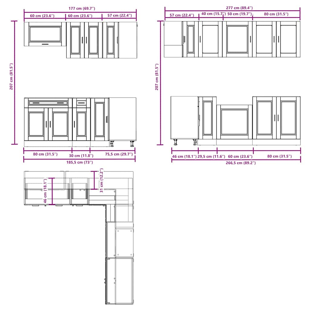 vidaXL 11 Piece Kitchen Cabinet Set Porto White Engineered Wood