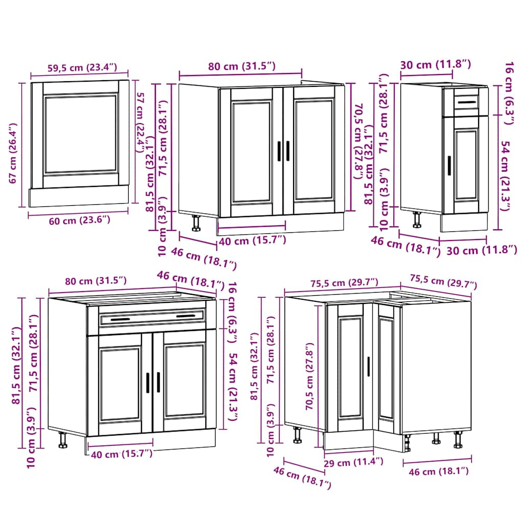 vidaXL 11 Piece Kitchen Cabinet Set Porto White Engineered Wood