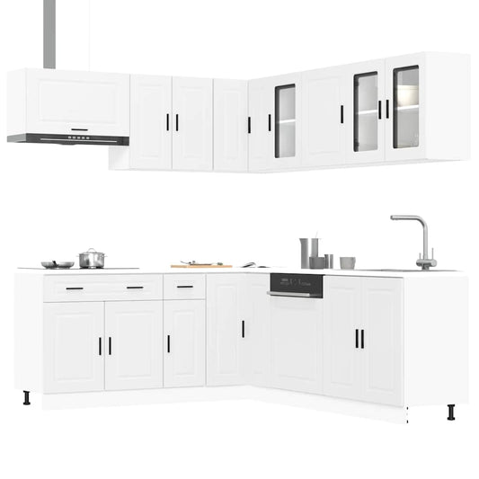 vidaXL 11 Piece Kitchen Cabinet Set Porto White Engineered Wood