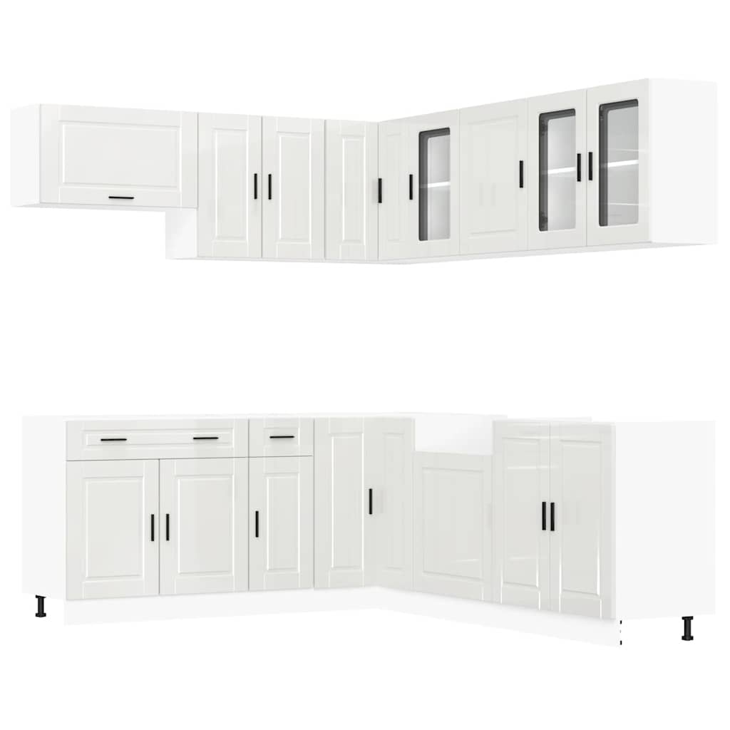 vidaXL 11 Piece Kitchen Cabinet Set Porto Gloss White Engineered Wood