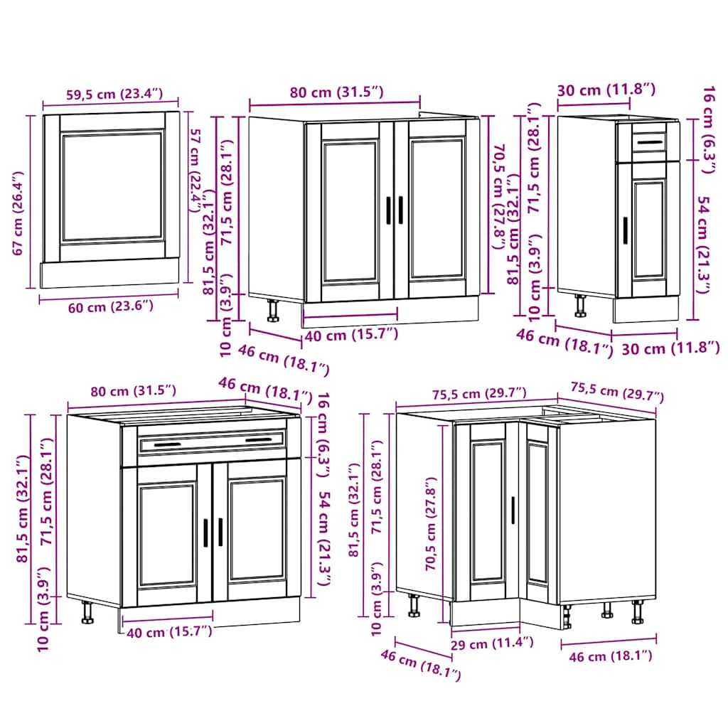 vidaXL 11 Piece Kitchen Cabinet Set Porto Gloss White Engineered Wood