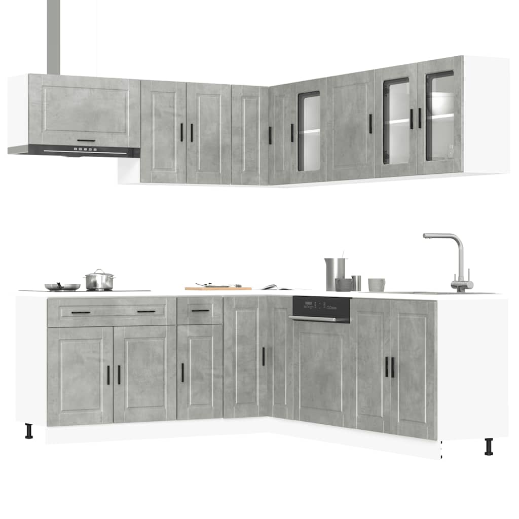 vidaXL 11 Piece Kitchen Cabinet Set Porto Concrete Grey Engineered Wood