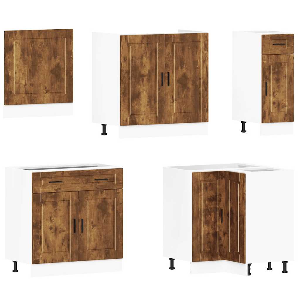 vidaXL 11 Piece Kitchen Cabinet Set Porto Smoked Oak Engineered Wood